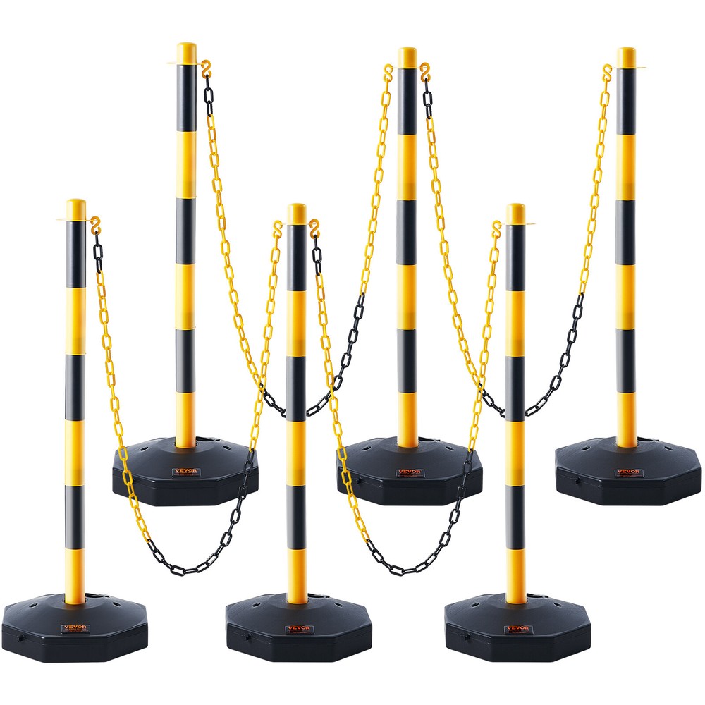 VEVOR 6PCs Traffic Delineator Post Cones with Fillable Base 8FT Chain Adjustable
