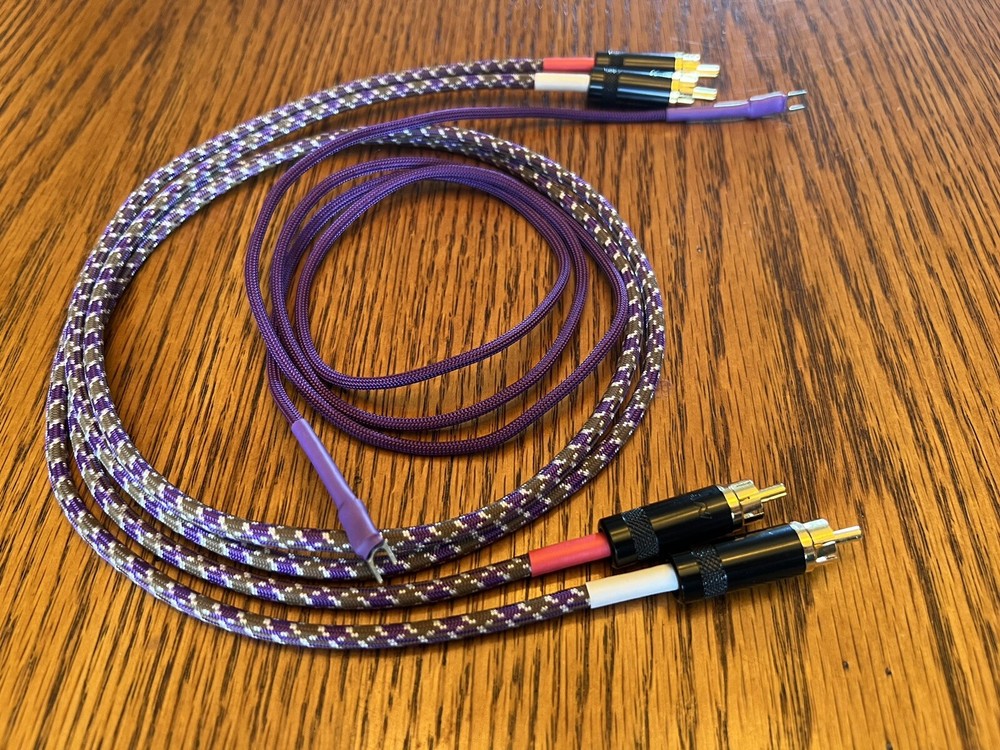 Audiophile Turntable Phono RCA Cables w/Ground Low Capacitance Interconnect 6 Ft