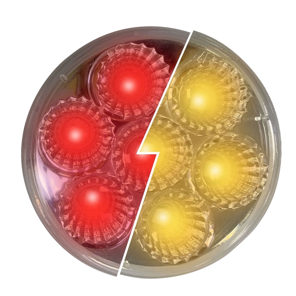 Fortpro 2 1/2” Round Dual Function Multivoltage LED Lights - Red & Ambar LED/Cle