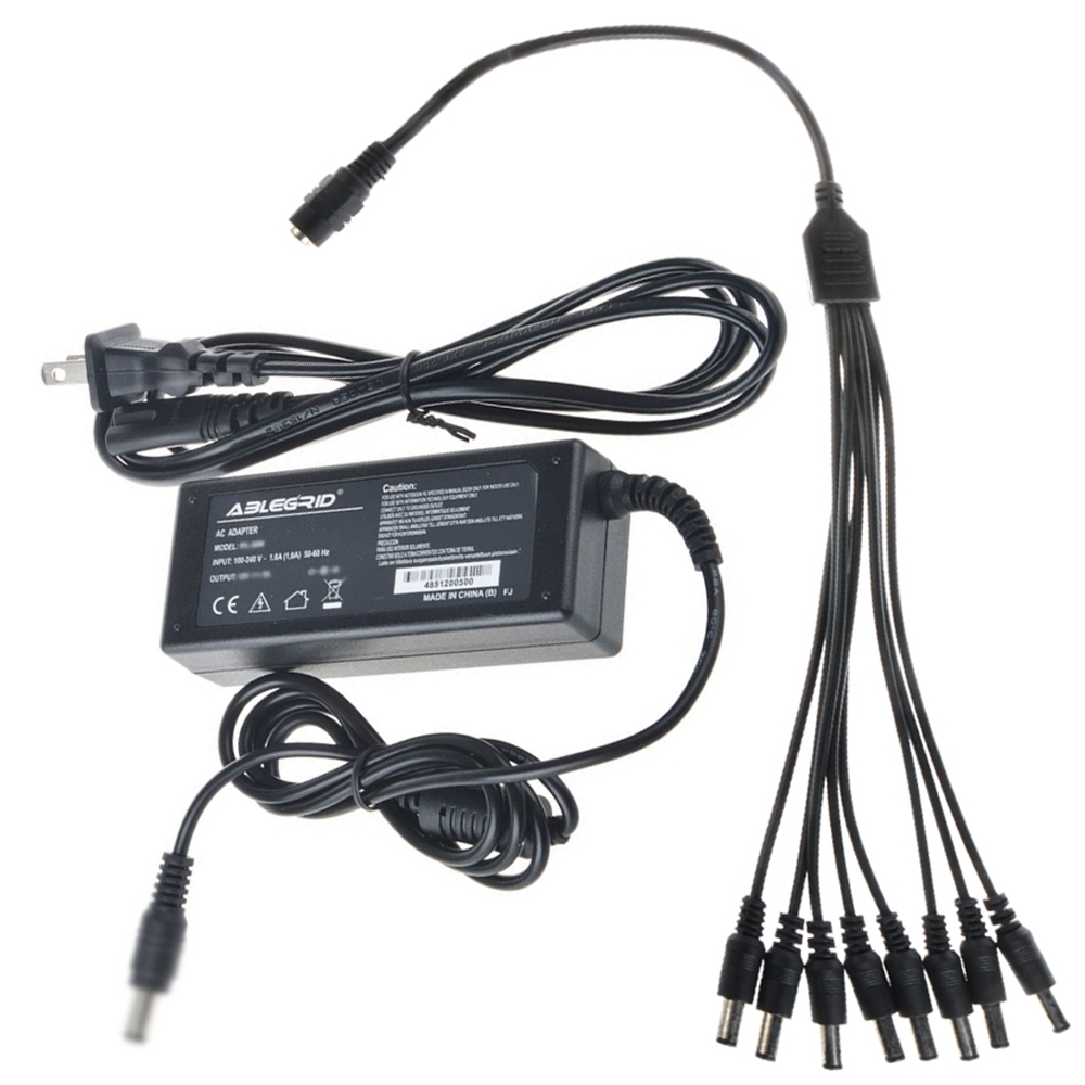 DC 12V 6A Power Supply Adapter +8 Split Power Cable for CCTV Security Camera DVR