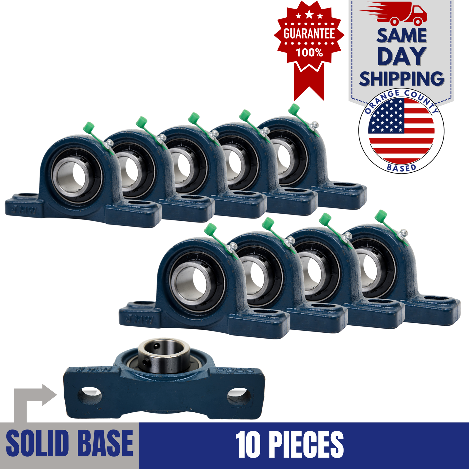 UCP205-16 Pillow Block Bearing 1" Bore 2 Bolt Solid Base (10PCS)