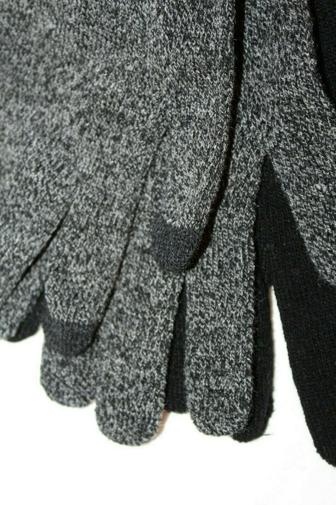 Men's Black/Gray Tech Touch Gloves One Size Fits Most 2-Pack