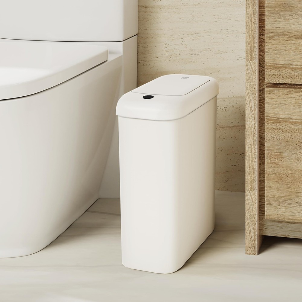EKO Automatic Bathroom Trash Can with Lid, 10L White (2024 Version),