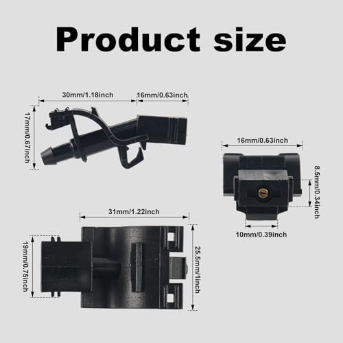 2pcs Windshield Washer Nozzles, Plastic Adjustable Windscreen Wiper Nozzle