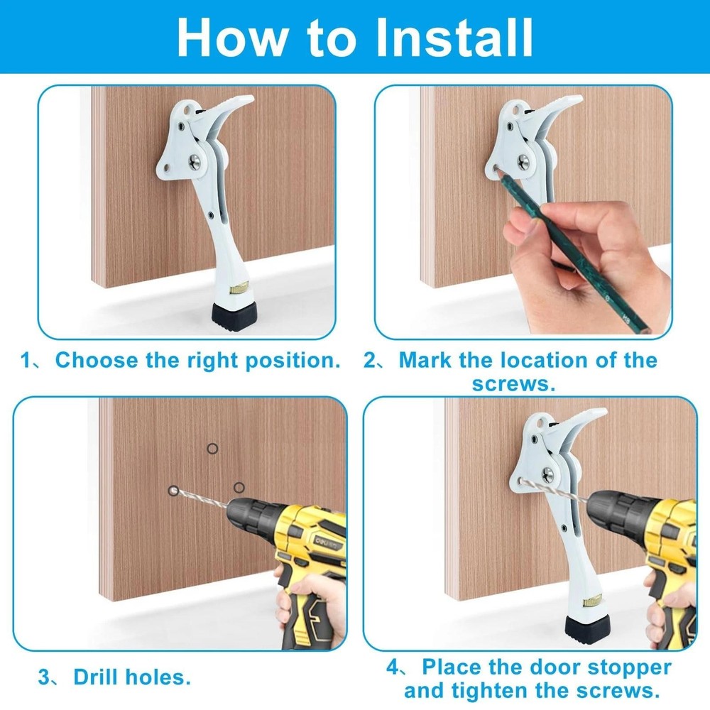 1 Pack Kick Down Door Stopper, White Heavy Duty Kickdown Door Stop for Bottom...