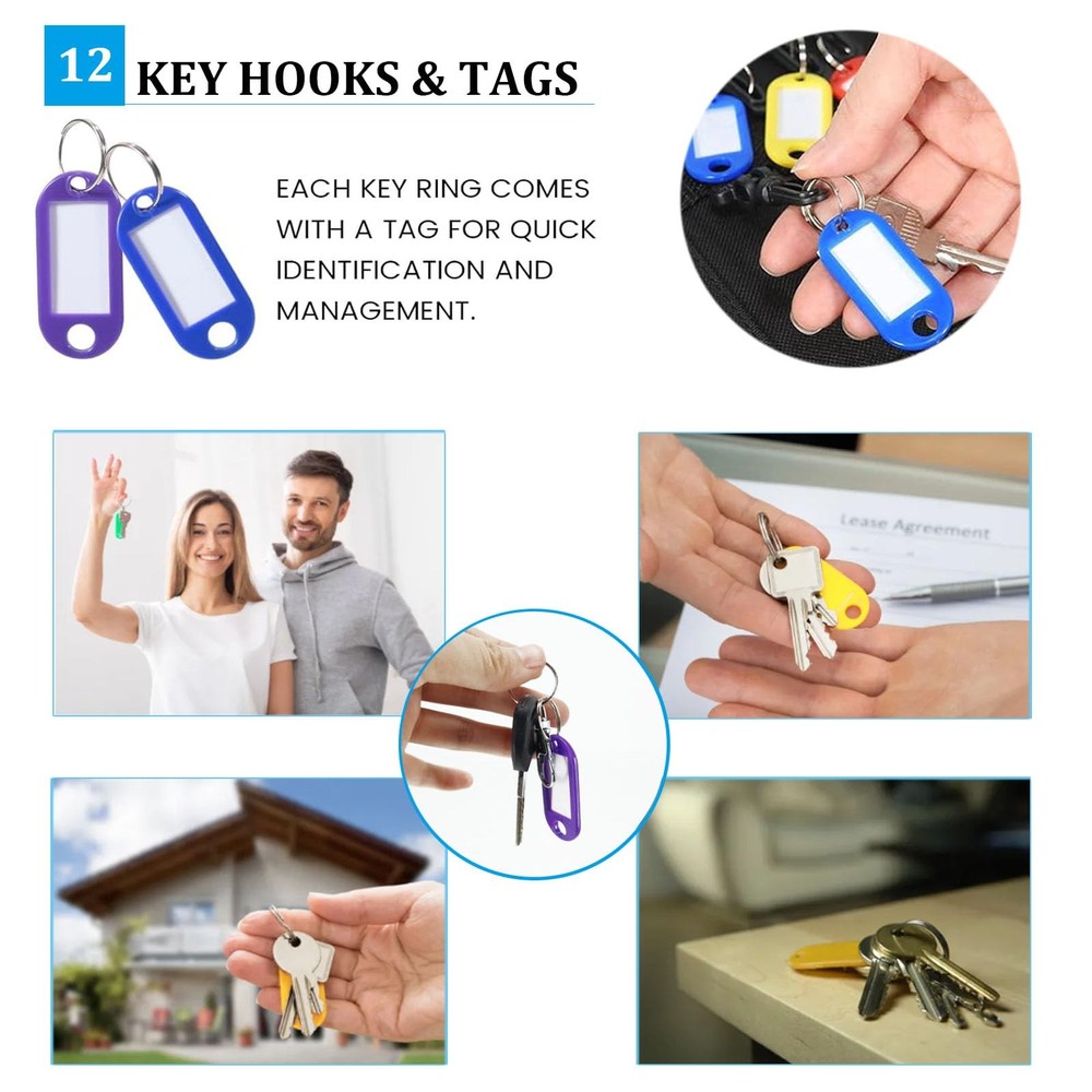 12 Key Portable Zippered Key Organizer, Fireproof, Waterproof Case, Tags