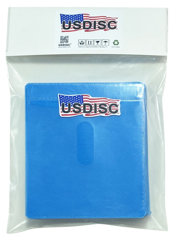 USDISC Plastic Sleeves, Double-sided 2 Disc (Blue) Lot
