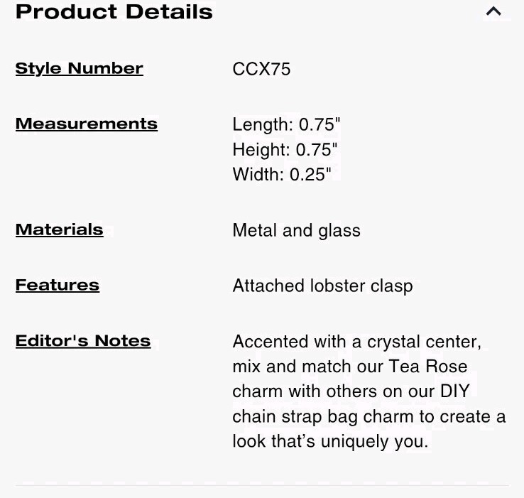 Coach DIY mini tea rose charm
