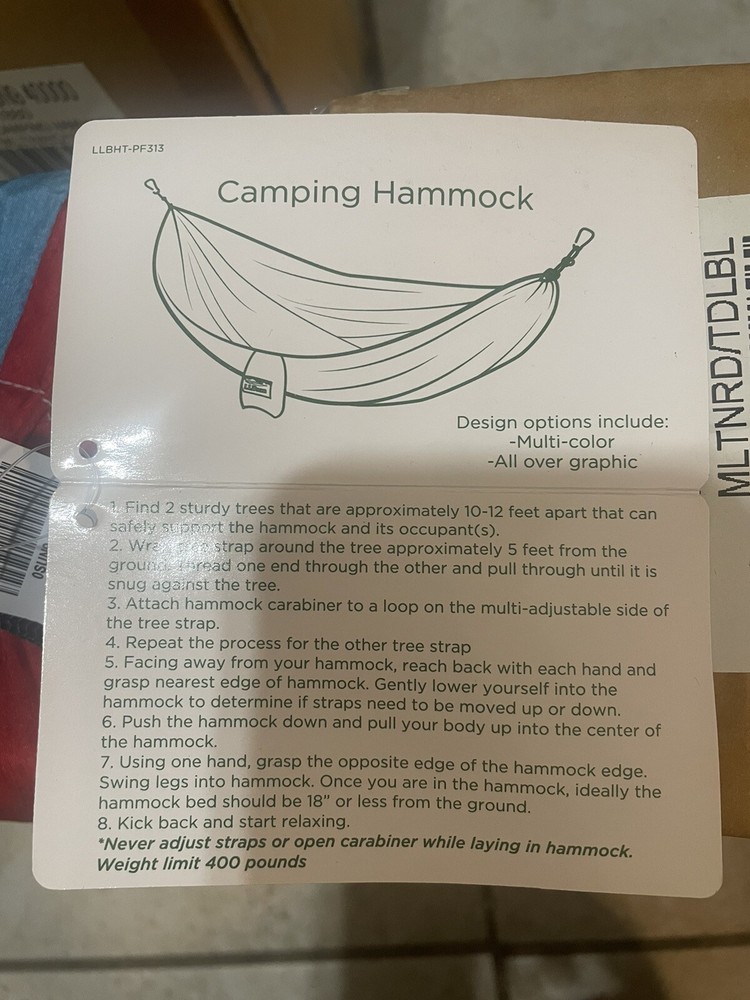 LLBEAN CAMPING HAMOCK Multicolor Red and Blue