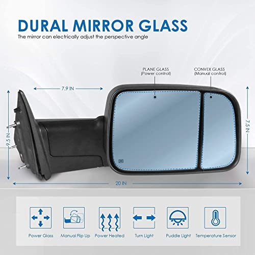 Left Driver Side Power Heated Mirror Compatible with 2009-2018 Ram Left Side
