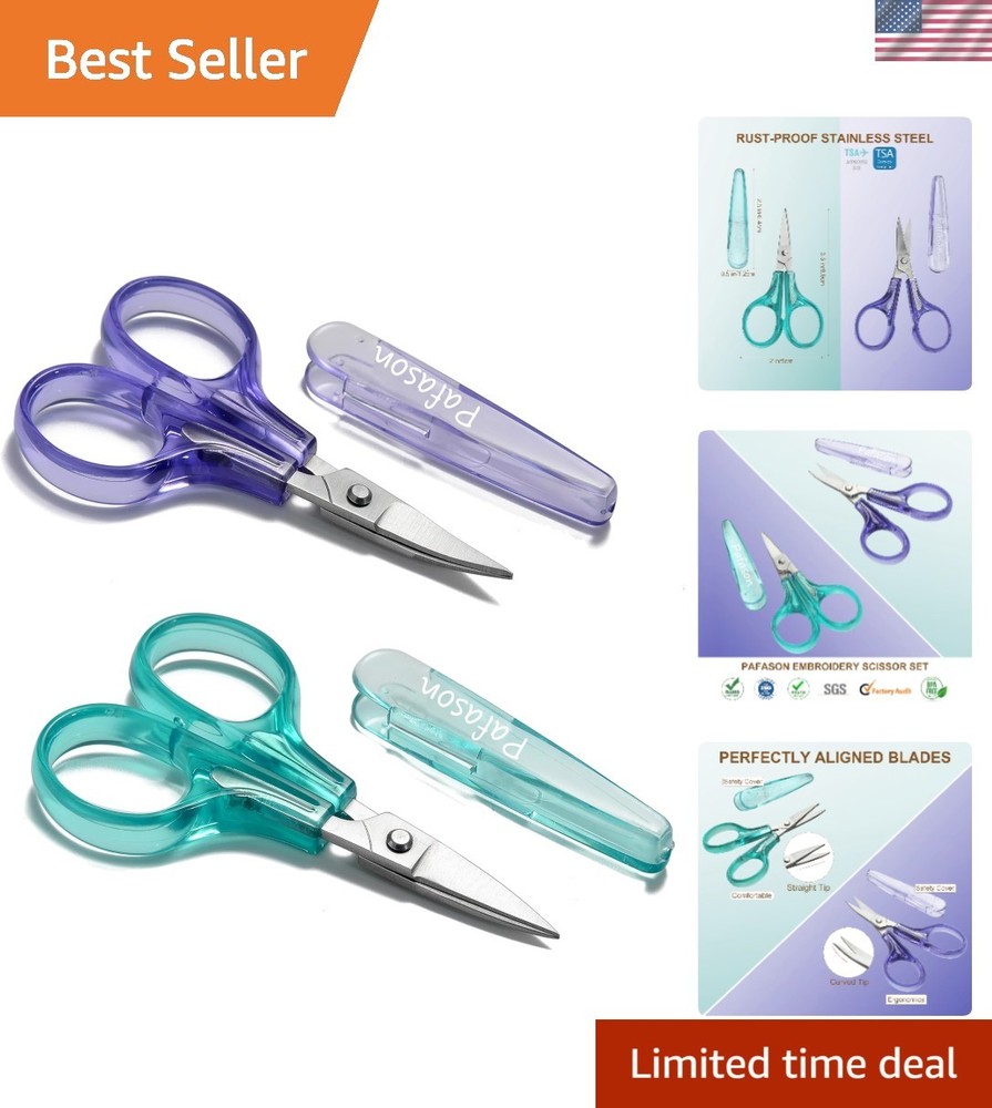 Sharpest & Precise Embroidery Scissor Set 2 PC Green+purple