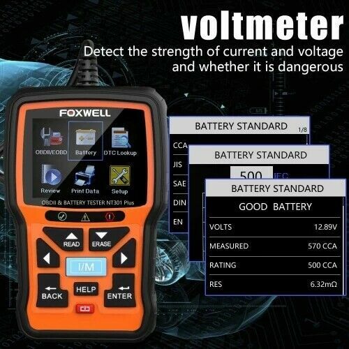 Foxwell NT301 Plus Car Engine OBD2 Scanner Diagnostic Code Reader Battery Tester