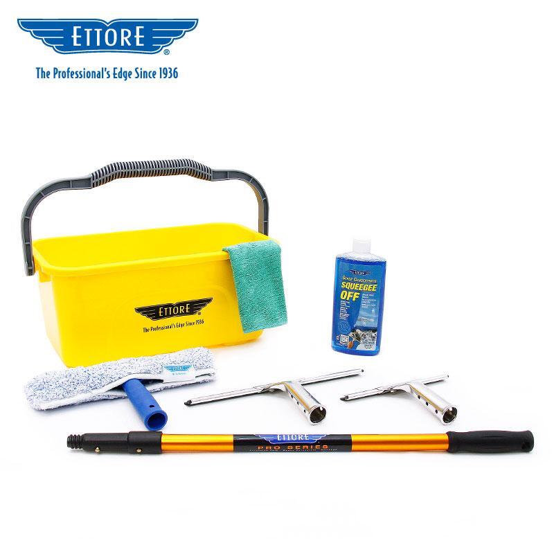 Ettore Compact Window Cleaning And Washing Starter Kit w/ Long Handle+ 2 Squeege