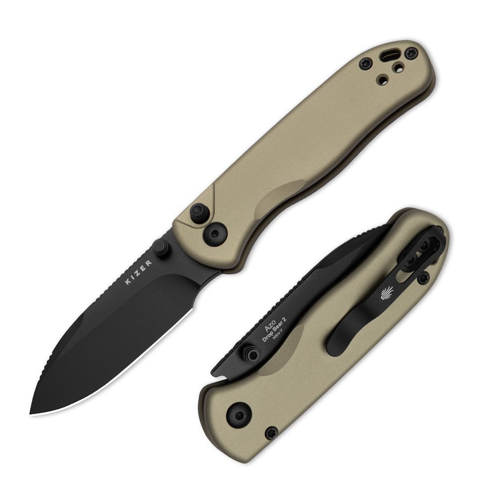 Kizer Drop Bear 2 Folding Pocket Knife Nitro-V Blade Aluminum Handle V3619.2CD1