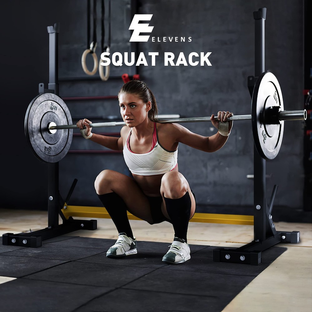 Elevens Squat Rack Stand Adjustable Bench Press Rack Barbell Rack Stand Multi-Fu
