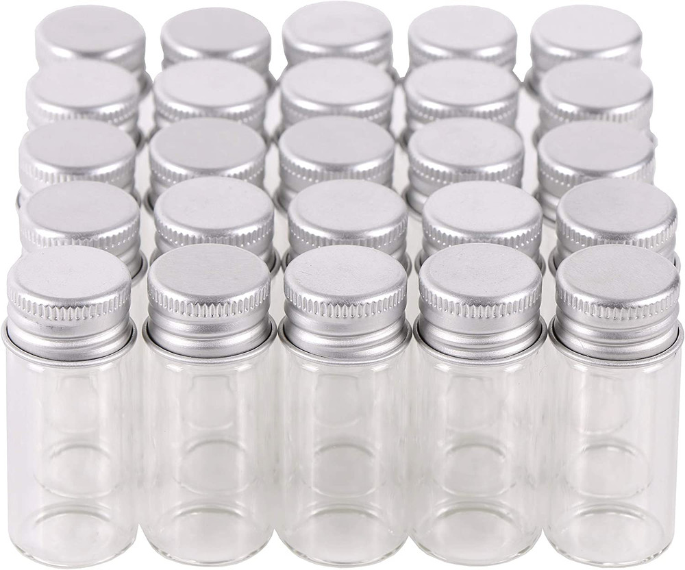 Maxmau 100 10Ml Vials Small Mini Tiny Glass Bottles Clear Empty Jars with Alumin