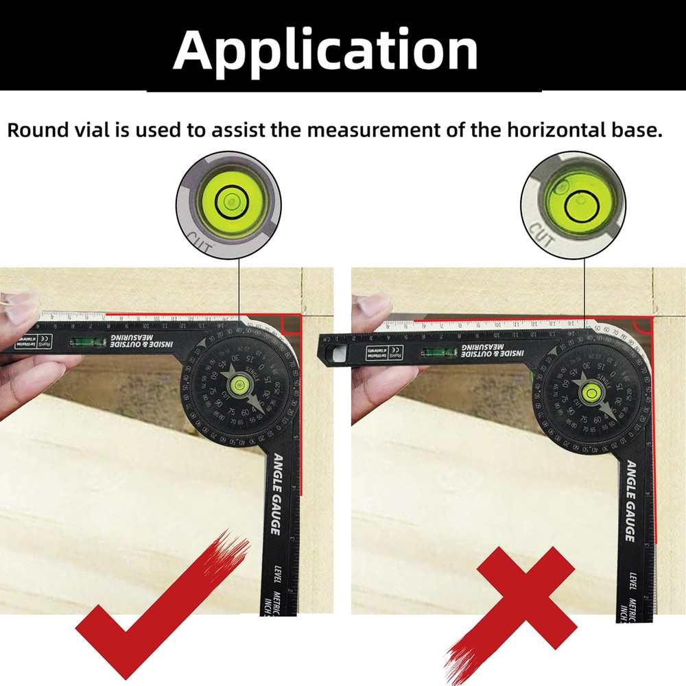 Miter Saw Protractor, 7 Inch Protractor with Level, High Precision Laser Mark...