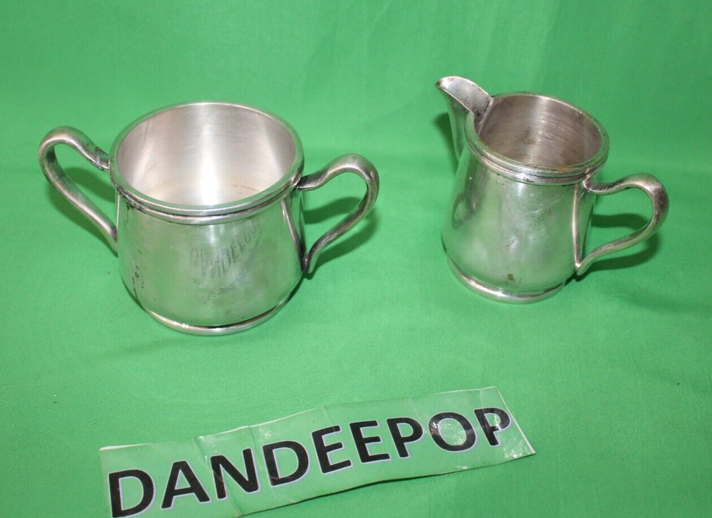 2 Piece DJ Marked Silver Creamer And Sugar Serving Set