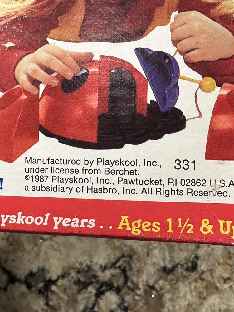 Vintage Playskool Toy 1987 Pull Along LADYBUG Puzzle With Original Box