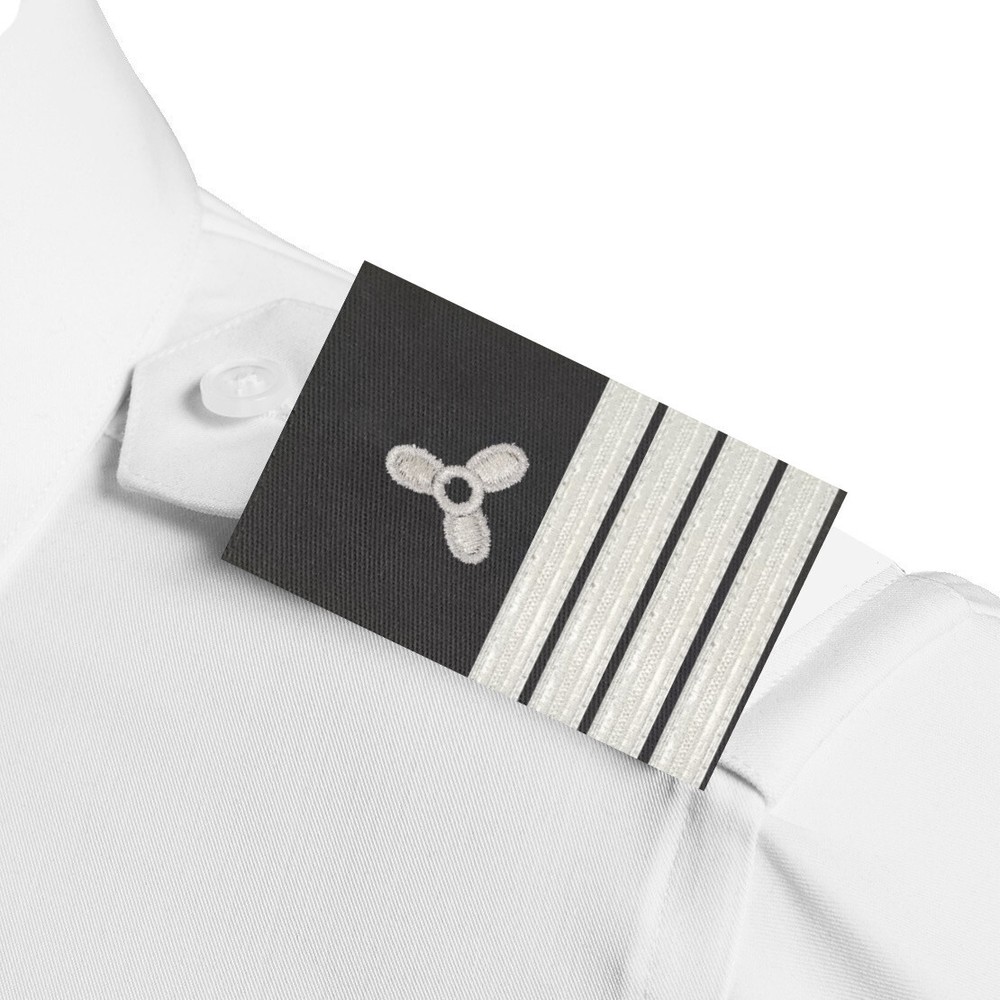 BuyStripes Engineer Uniform Shoulder Board Epaulets Silver Propeller & Four Bars