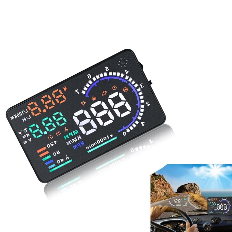 Head Up Display Digital Navigation Speedometer Overspeed Alarm Meter Projector