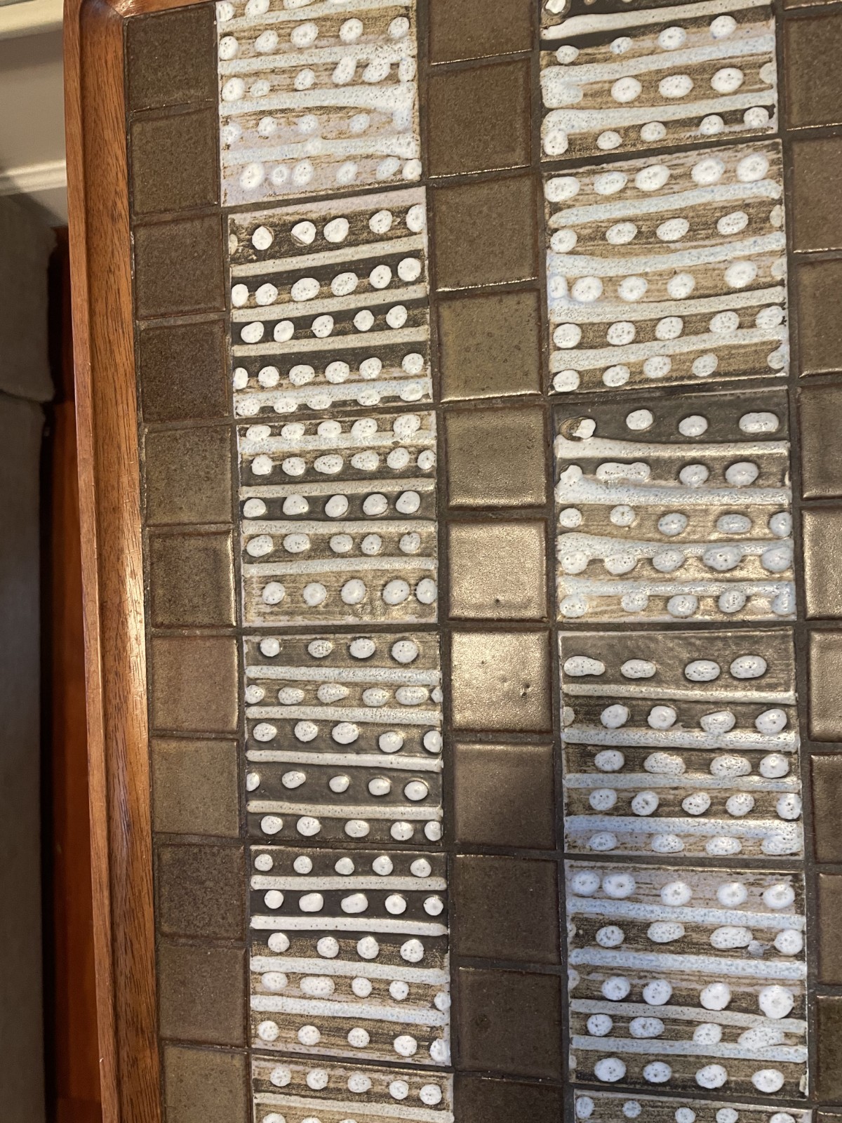 Jane and Gordon Martz Wood and Ceramic Top Square Side Table MCM