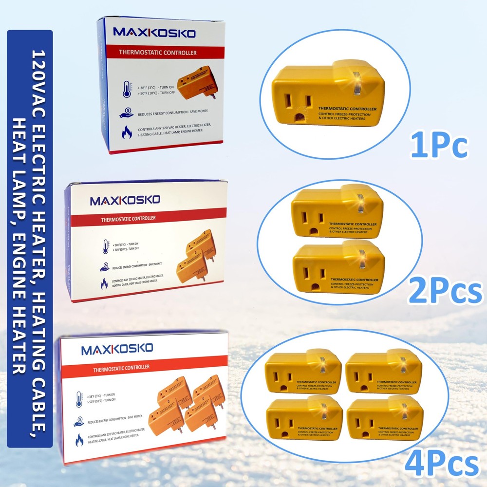2 PCS Freeze Thermostatically Controlled Outlet，Automatically Turn On Below 3...