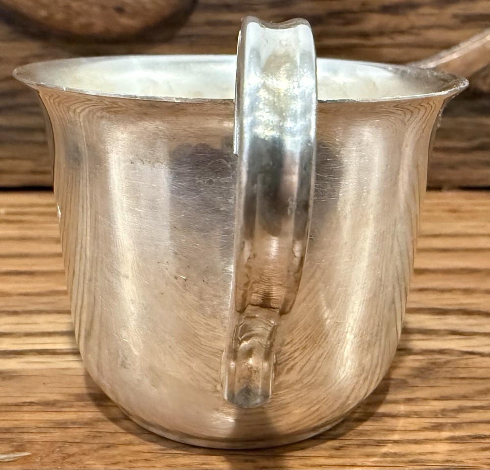 Vintage Carlton Silverplate Flying Stork Baby Child Toddler Handle Mug Cup VG