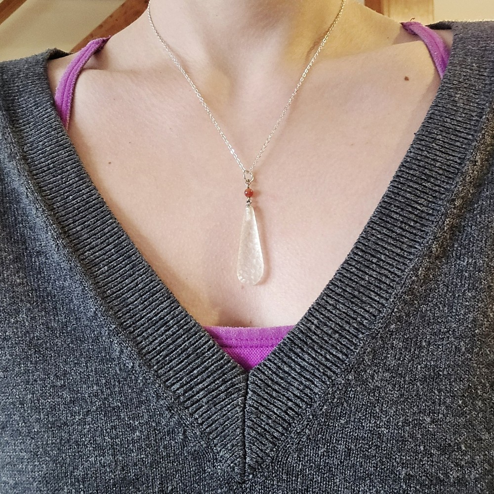 Vintage Transluscent Teardrop Necklace
