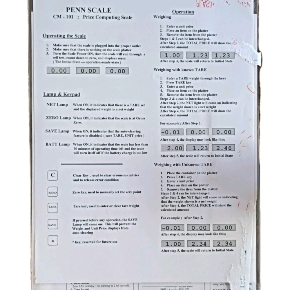 Penn Scale CM-101 30lb Capacity Price Computing scale