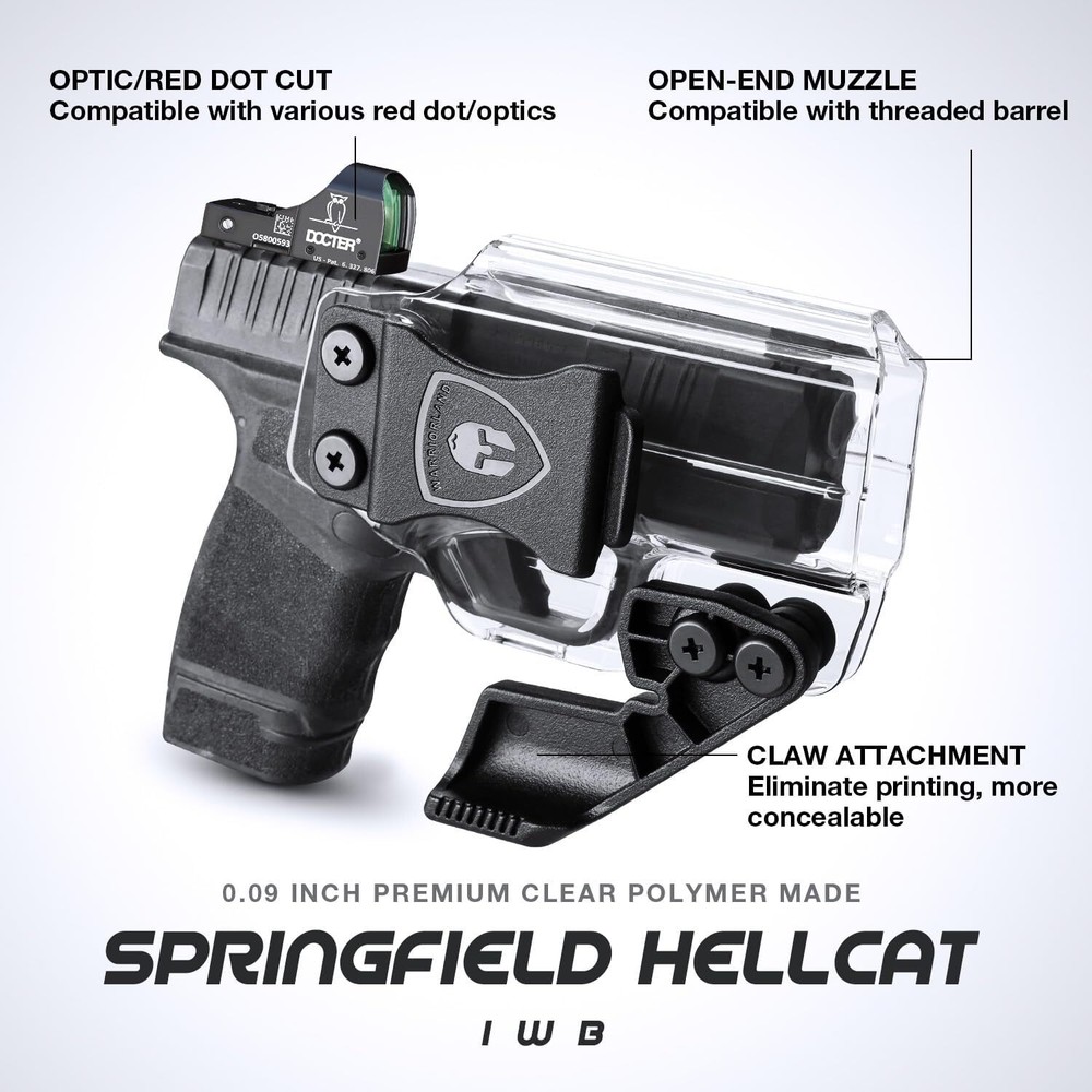 IWB Clear Holster Optic Cut&Claw For Springfield Hellcat/Hellcat RDP/Hellcat OSP