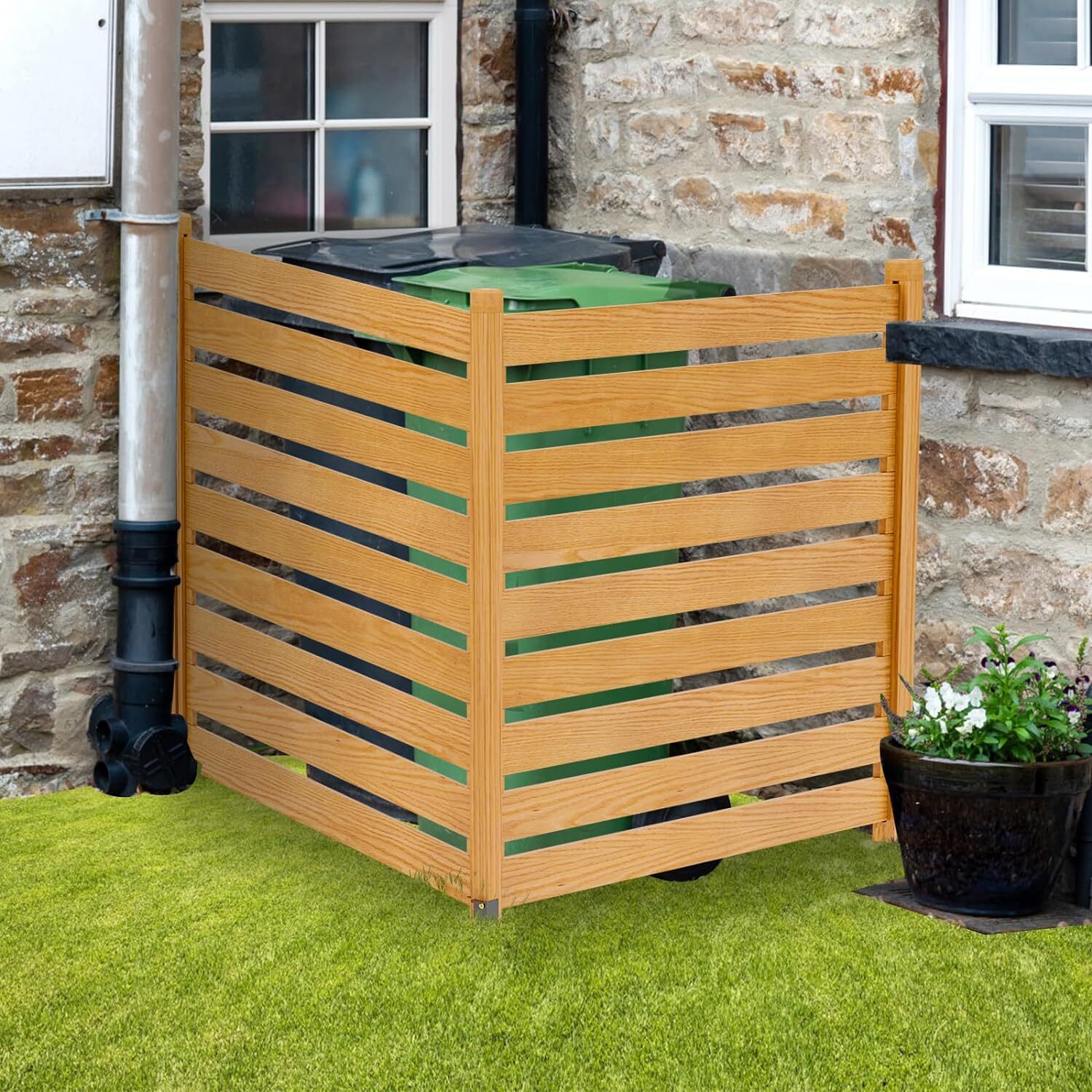 NAIZEA 2 Panel Air Conditioner Fence Wood Privacy Screens Fence Panels Outdoor