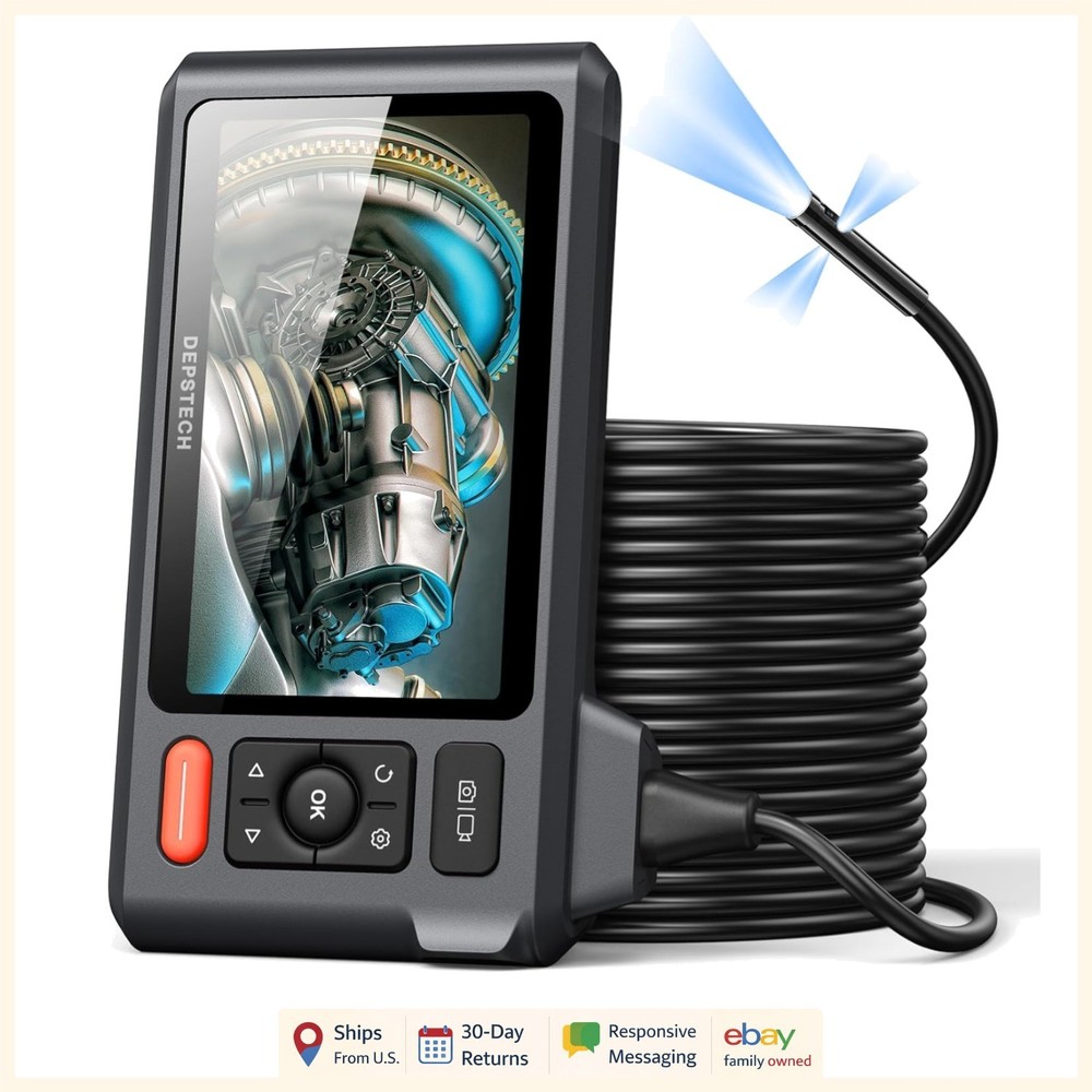 Lighted Borescope Camera with High-Resolution Video Capture and Carrying Case