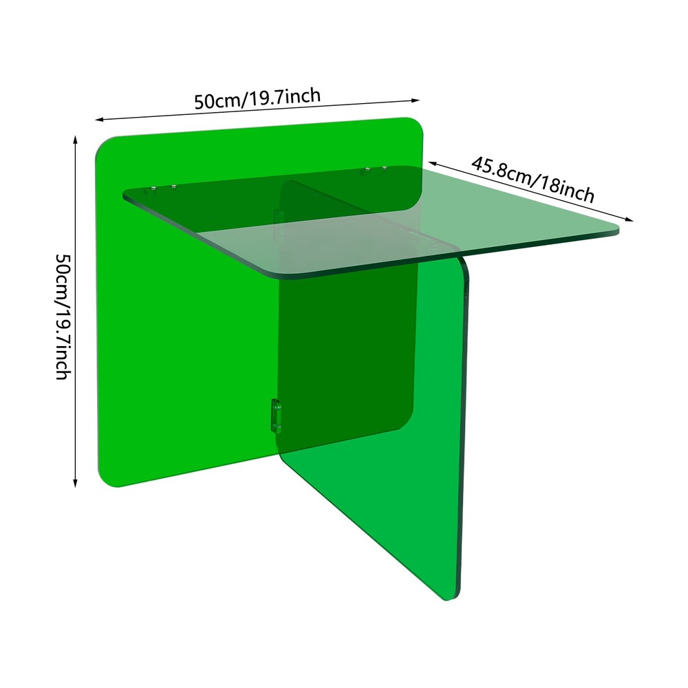 Acrylic Side Table, End Table, Free Standing Green Modern Bedside Table
