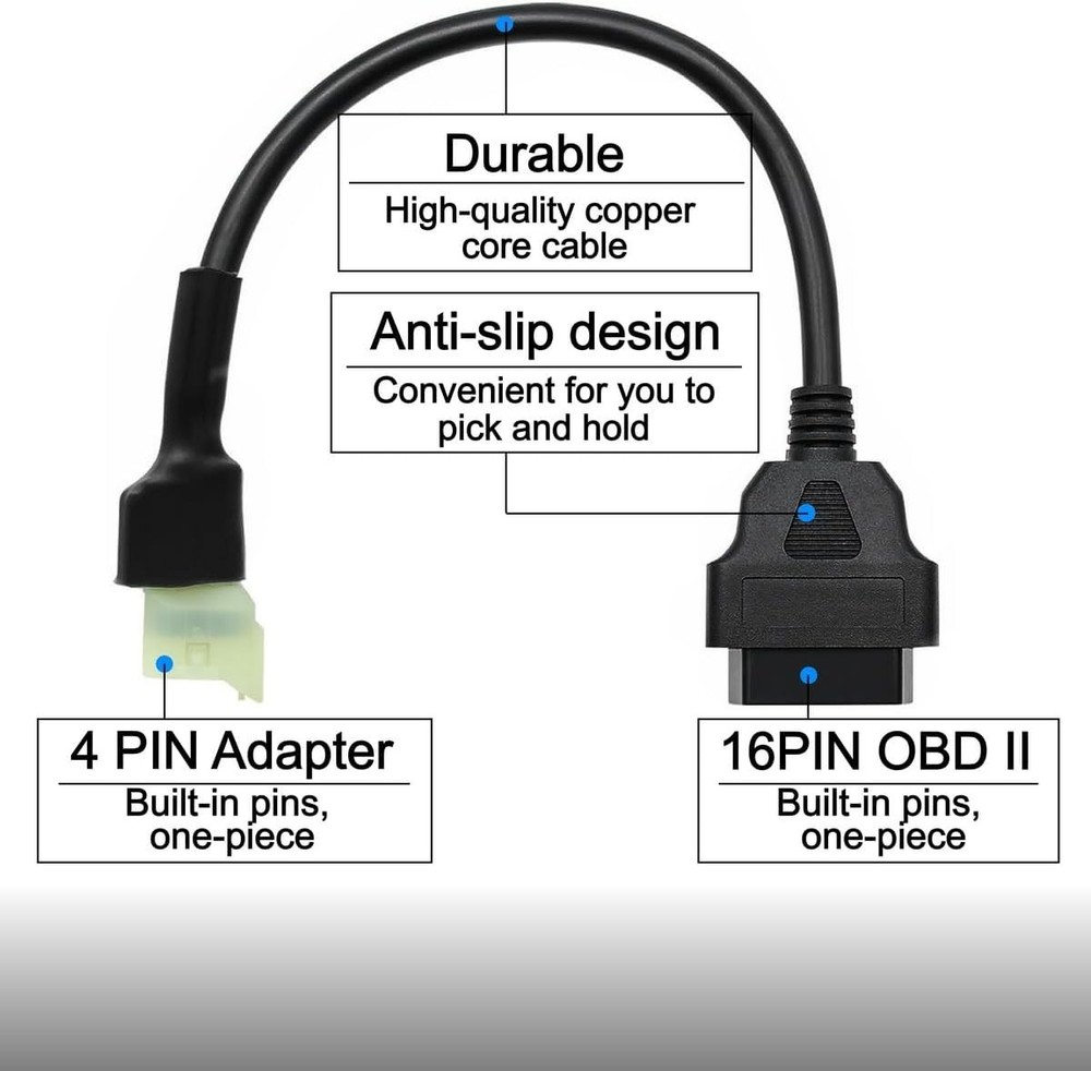 OBD2 OBDII 4 Pin Plug Diagnostic Cable Adapter Compatible with Honda .....