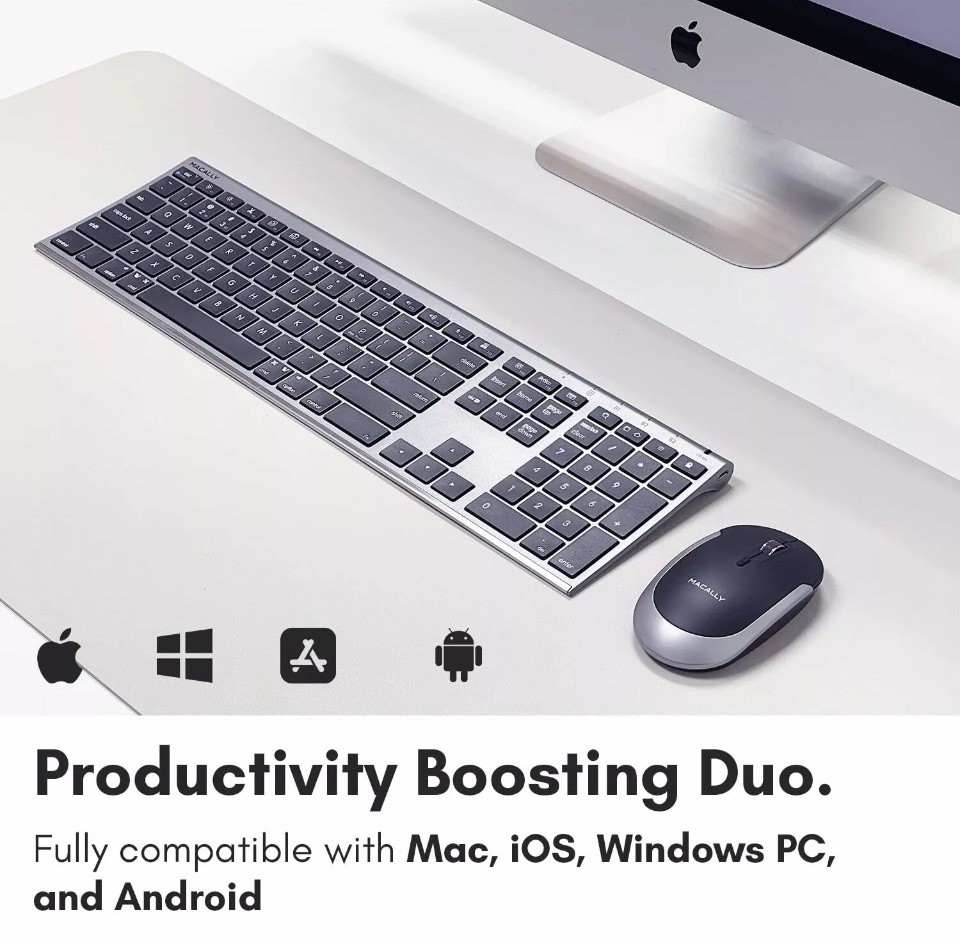 Space Gray Wireless Keyboard and Mouse Set for Mac Bluetooth Multi Device Com...