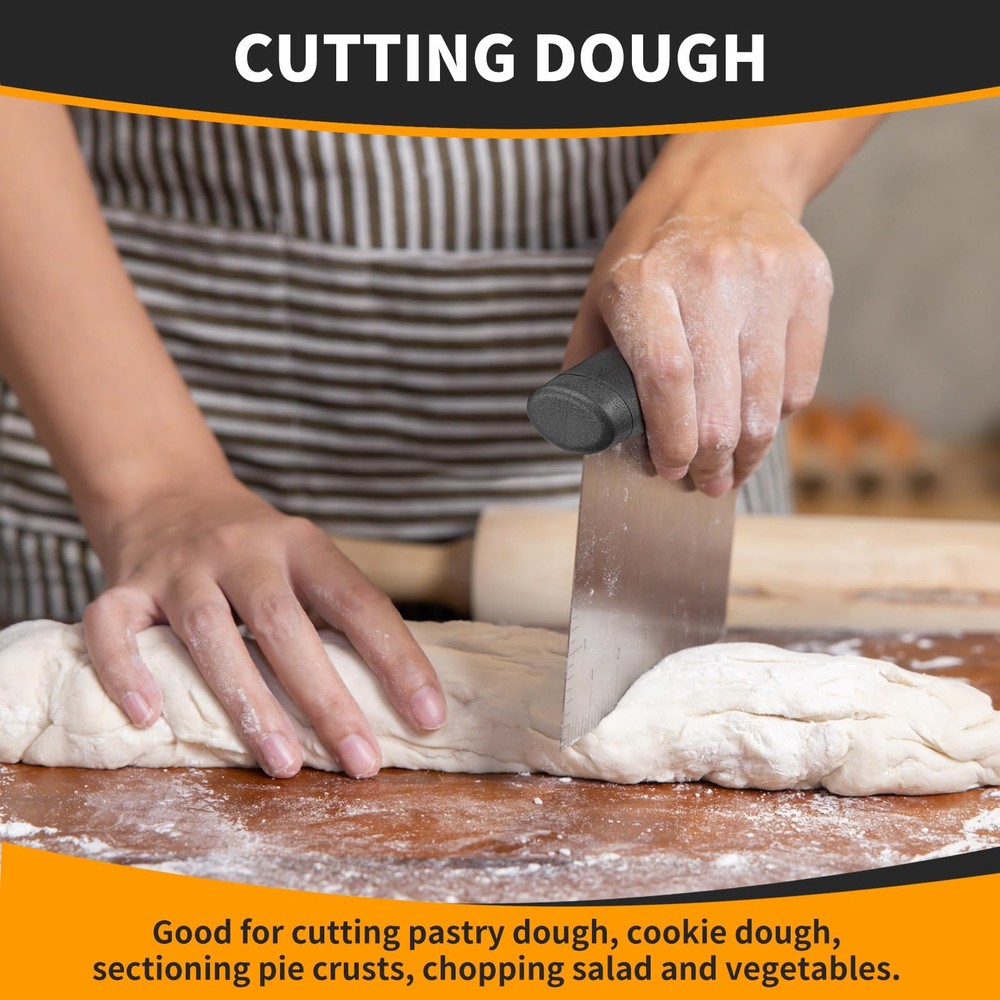 Bench Scraper & Chopper for Kitchen - Ideal Baking Essential Utensil,Stainles...