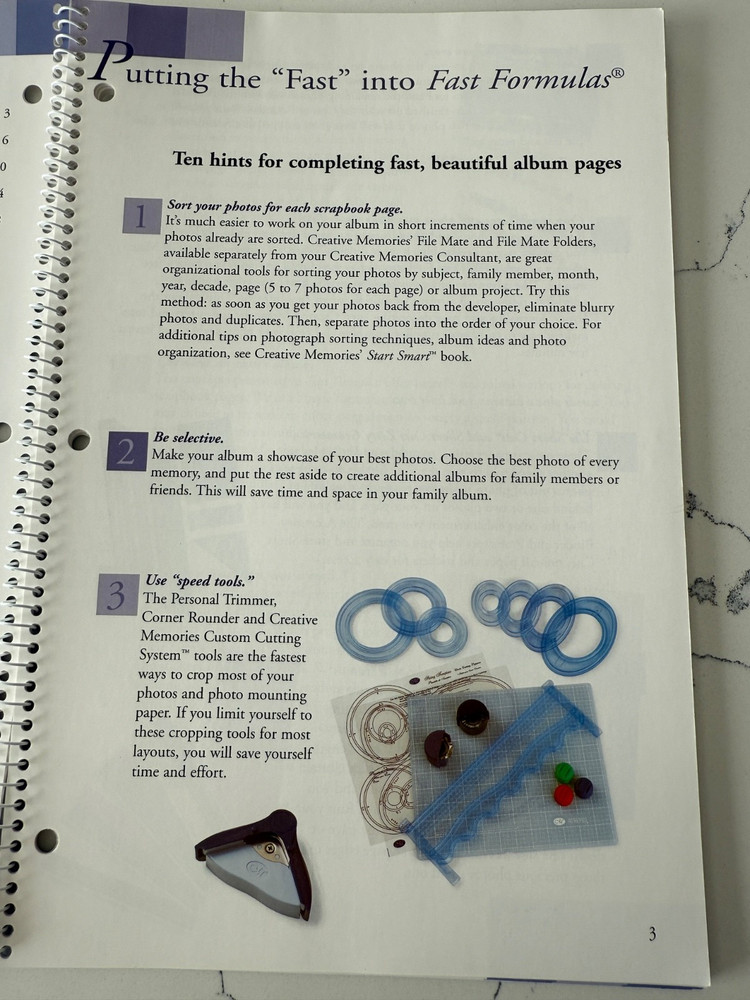 Creative Memories Fast Formulas Third Edition w/Journaling Box Section Layouts