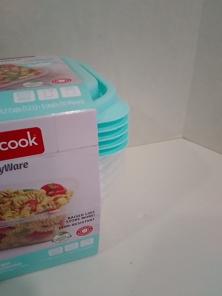 Goodcook 5 Large Square Container with Light Blue Lid 5.2 Cups