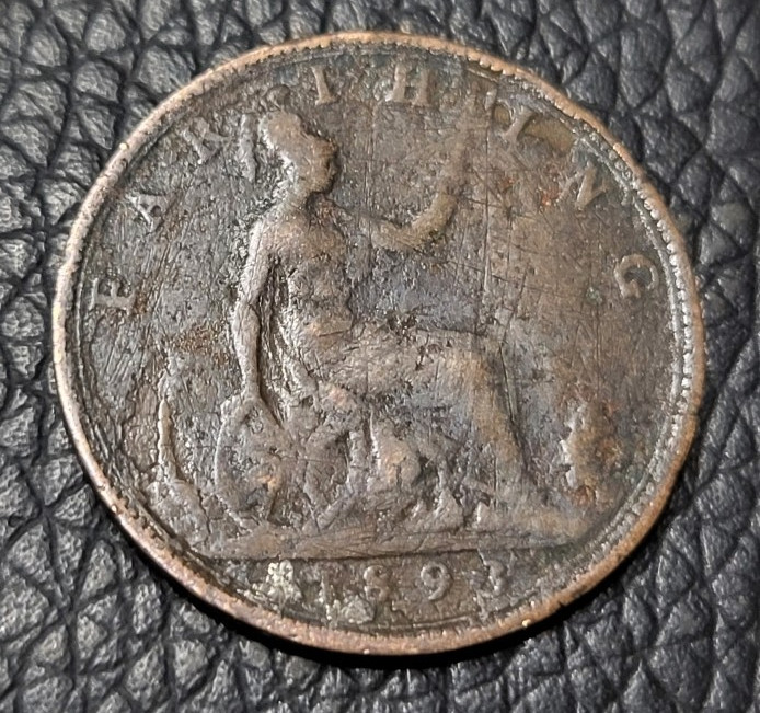 1893 Great Britain Farthing Coin
