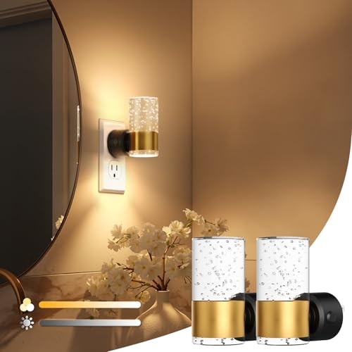 Night Lights Plug into Wall, Dimmable LED Night Light 3 CCT & 5 2 Pack Gold