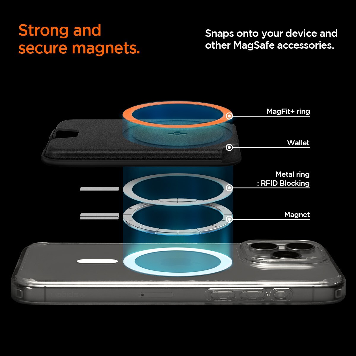 For iPhone | Spigen MagSafe Card Holder Valentinus Dual Magnets 3 Cards MagFit+