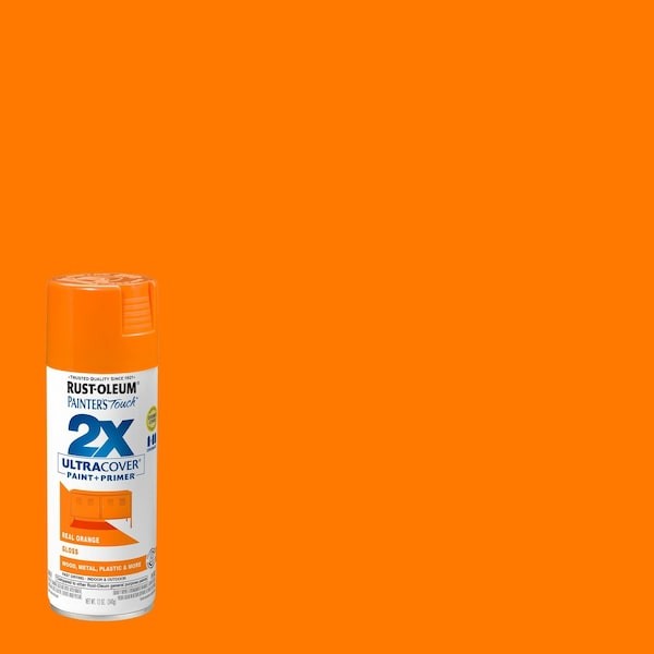 Rust-Oleum 334043 General Purpose Spray Paint, Real Orange, Gloss, Solvent, 12