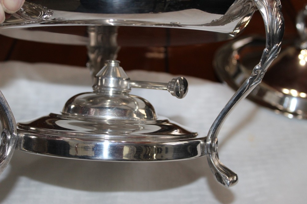 Two Ornate Silver Plate Chafing Dishes
