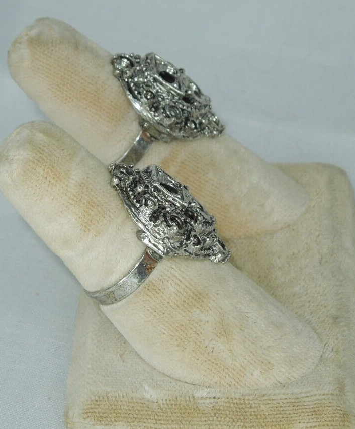 2 Ring Blanks Settings Cabochon Adjustable silver Plated Brass NEW 88V