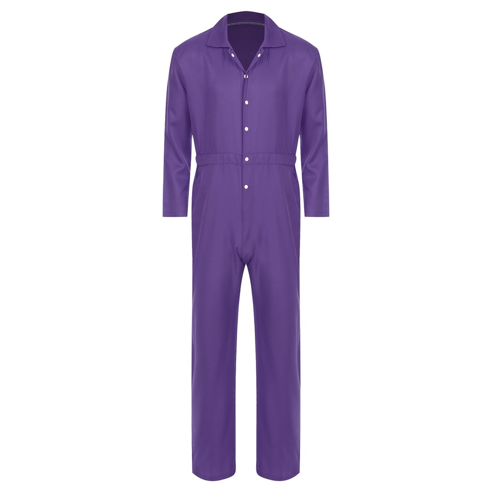 Men Long Sleeve Rompers Button Down Jumpsuit Workshop Overalls Coverall Work