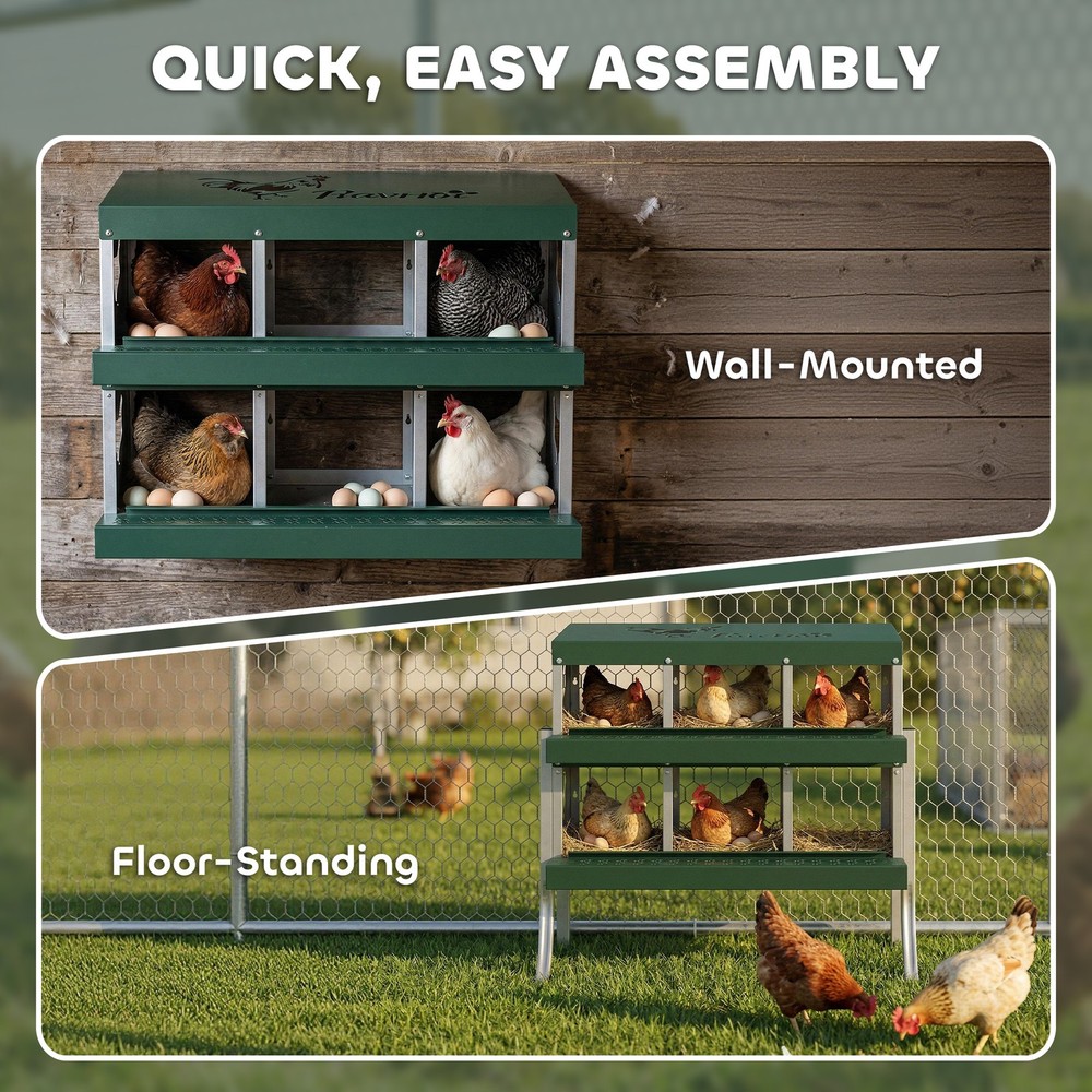 Chicken Nesting Boxes, 6 Compartment Steel Nesting Boxes for Chickens