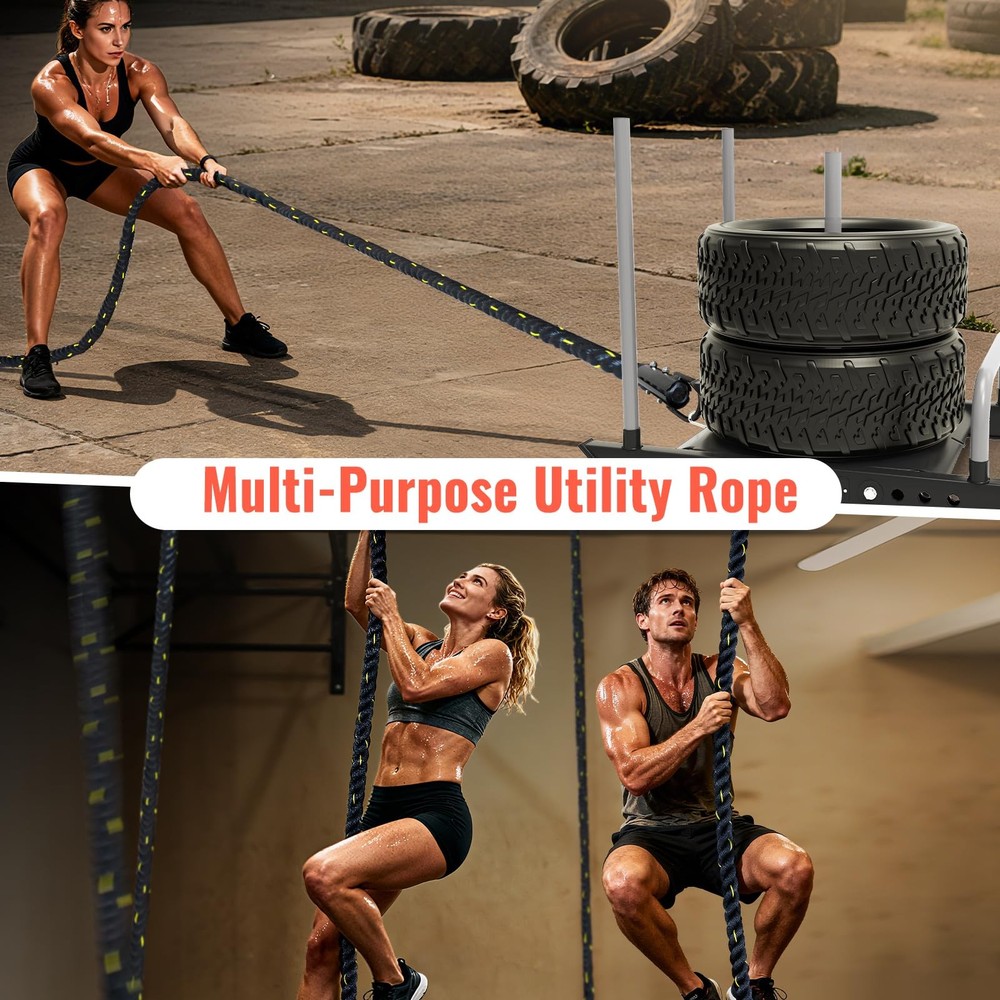 Weight Sled Pulling Rope 20FT, Trainer Physical Training Strength Rope for Wo