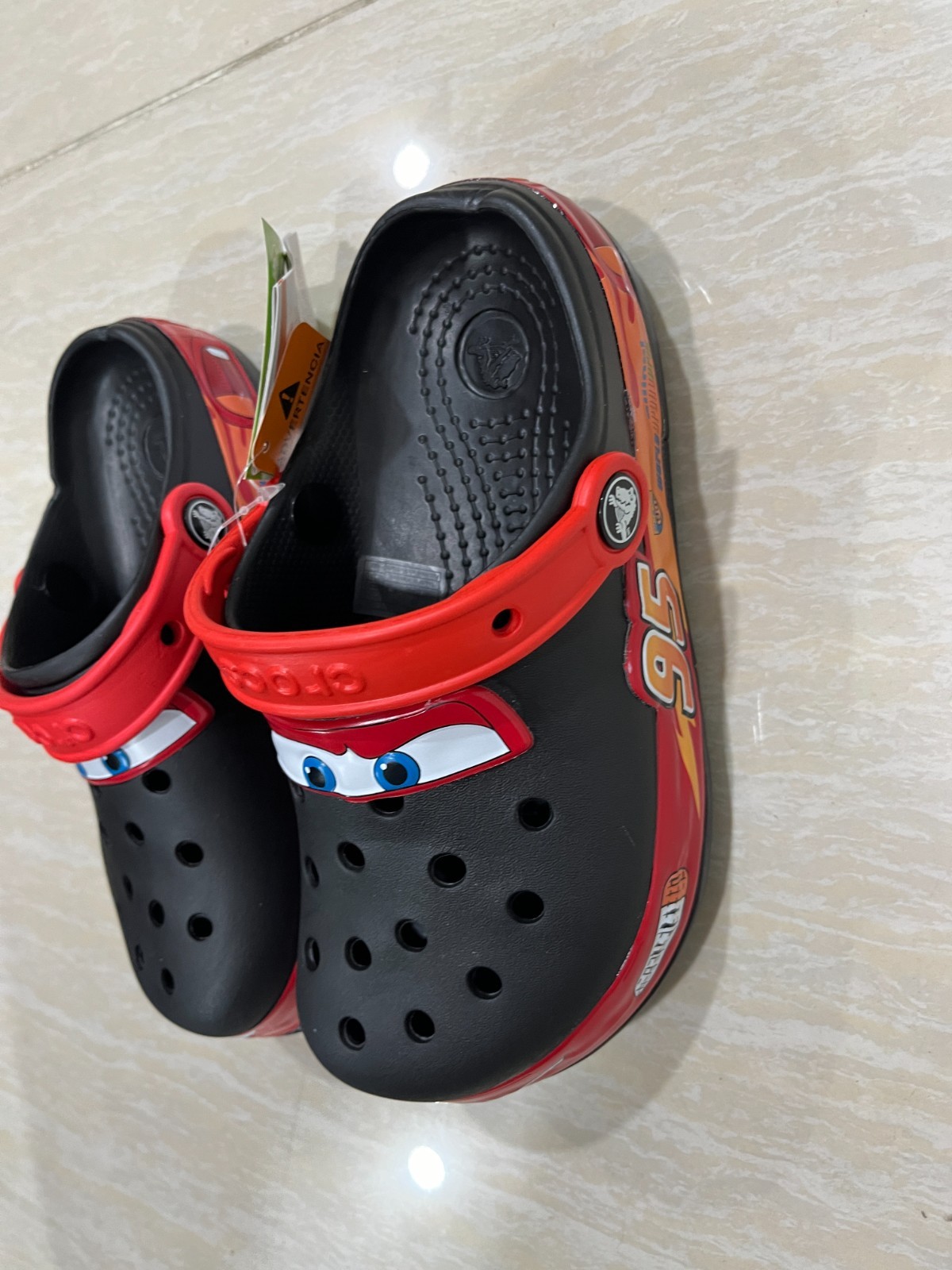 NEW! Light Up Black Red Lightning McQueen Crocs Clog Kids Shoe C8-C12, J1-J3 NWT