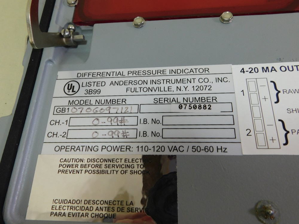 ANDERSON DIFFERENTIAL PRESSURE INDICATOR GB1 0706097121